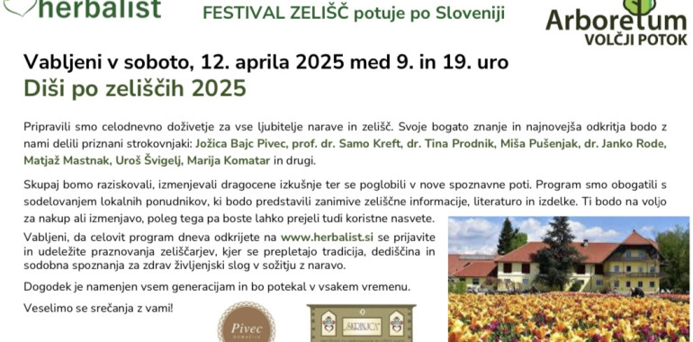 Festival zelišč DIŠI PO ZELIŠČIH 2025 v Arboretumu Volčji Potok